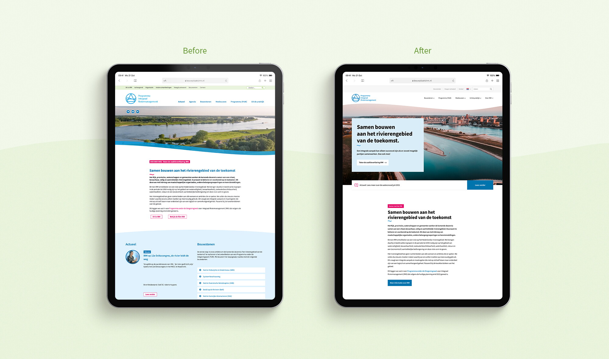 Before and after website design